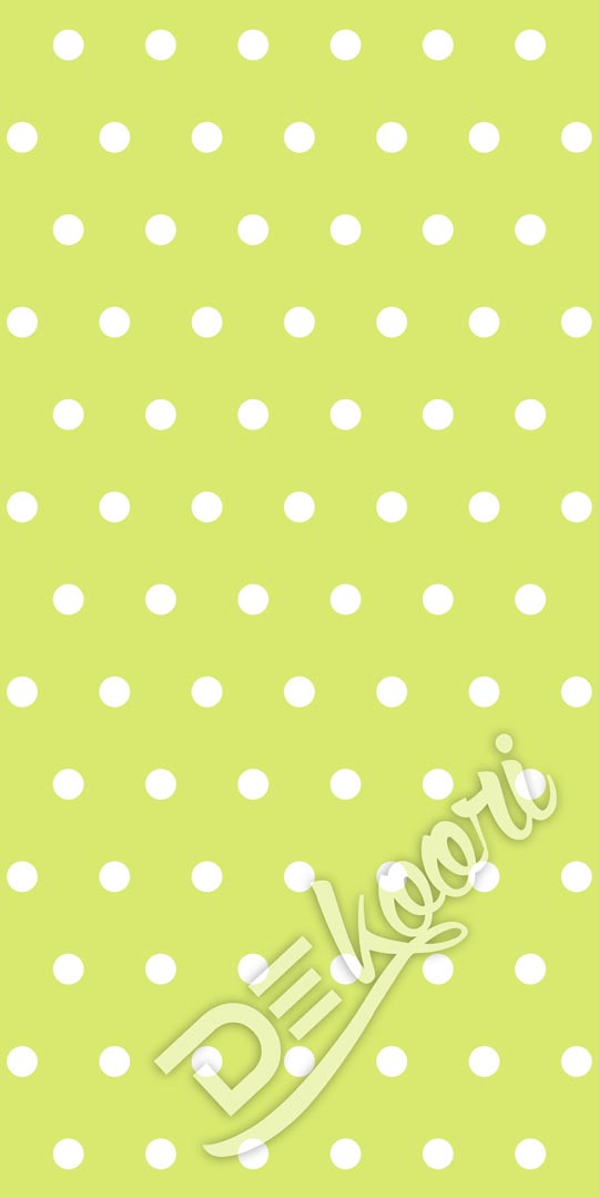 Tapeta zielona, limonkowa w białe kropki, groszki, grochy 5 cm - Dekoori zdjęcie 3