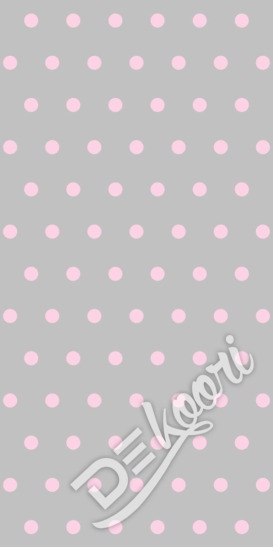 Tapeta szara w różowe grochy, groszki, kropki 5 cm - Dekoori zdjęcie 3
