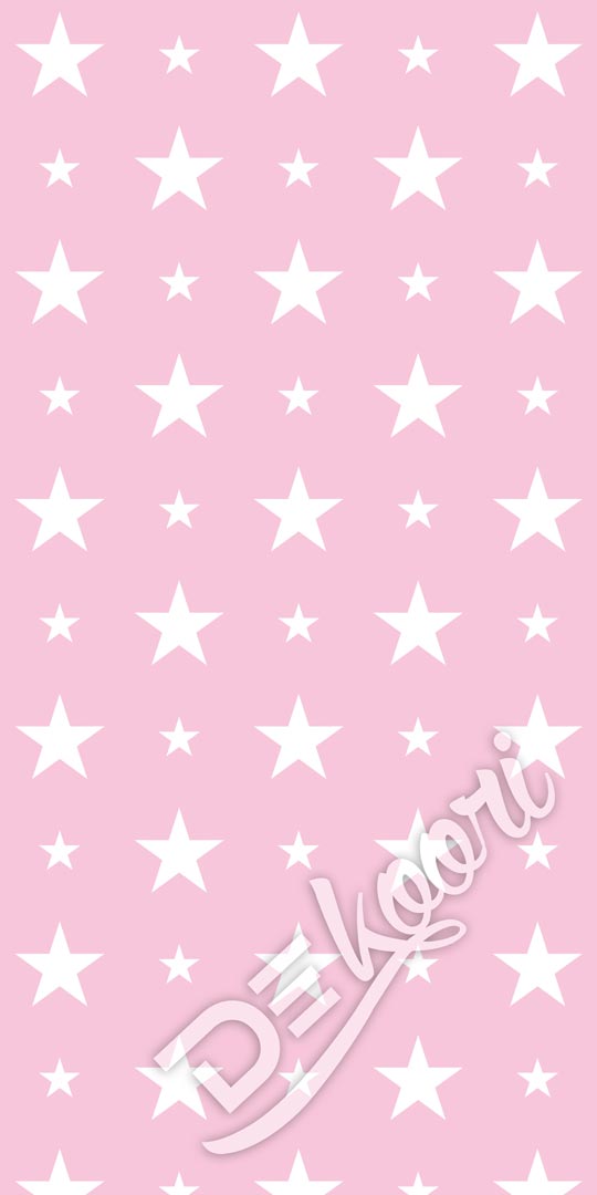 Różowa tapeta w białe GWIAZDKI 15 i 7 cm - Dekoori zdjęcie 2