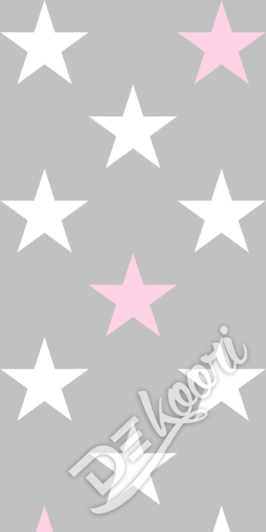 Szara tapeta w GWIAZDY białe i różowe 33 cm - Dekoori zdjęcie 3