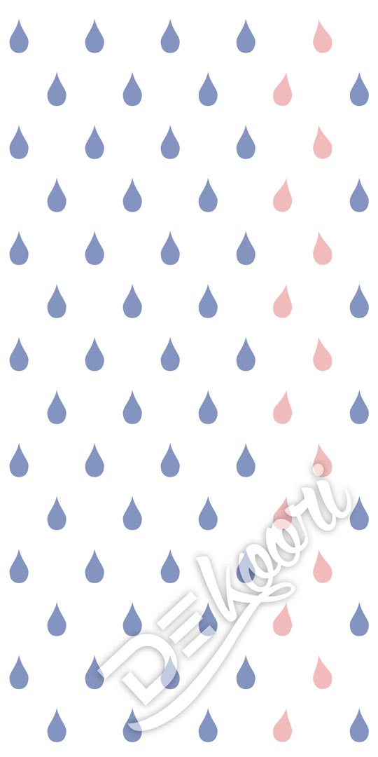 Tapeta KROPLE WODY, DESZCZU, kolory: Serenity i Rose Quartz (niebieski i różowy) - Dekoori zdjęcie 3