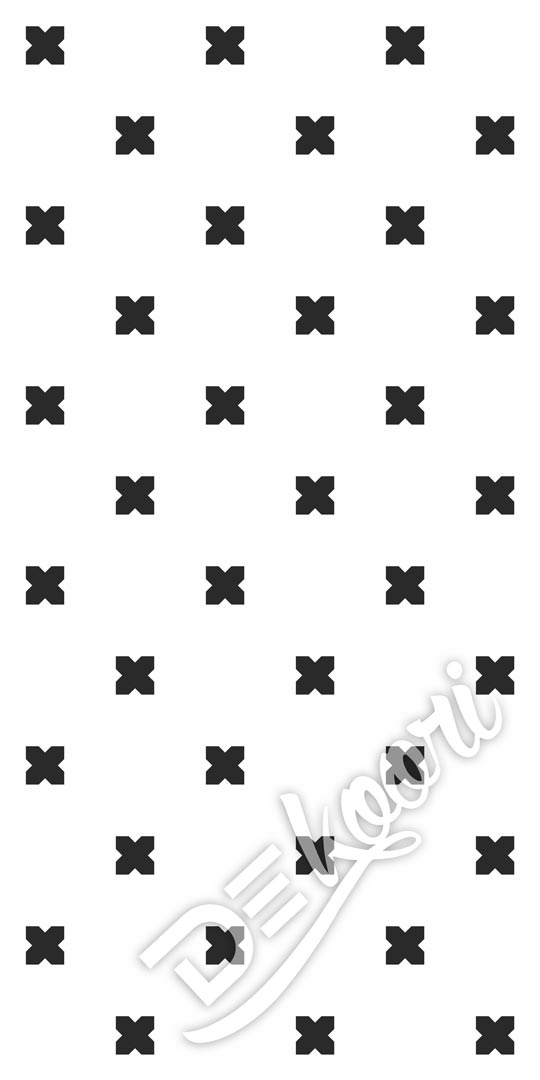 Biało-czarna tapeta na ścianę w IKSY krzyżyki rozstaw karo (wersja biało-czarna) - Dekoori zdjęcie 2