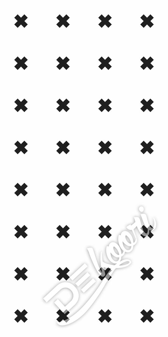 Nowoczesna tapeta biała w czarne x KRZYŻYKI (wersja biało-czarna) - Dekoori zdjęcie 3