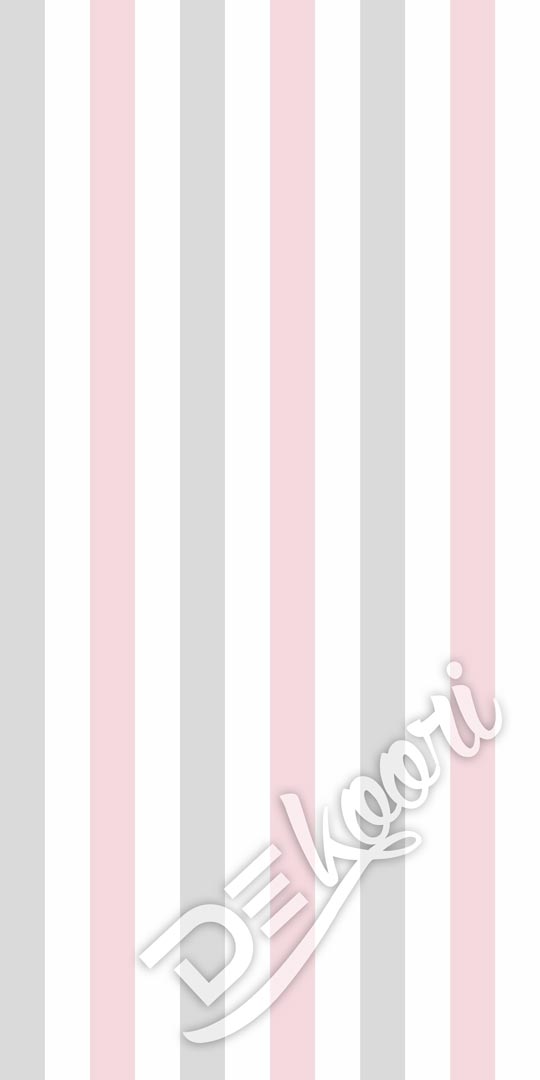 Stylowa, biała tapeta w jasnoszare i różowe pasy pionowe - Dekoori zdjęcie 3