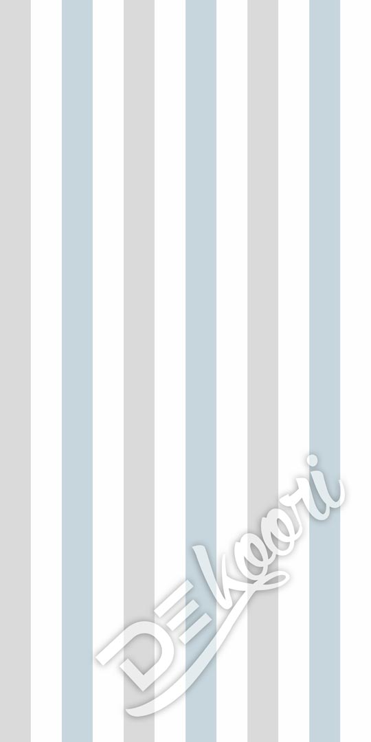Delikatna, biała tapeta w jasnoszare i jasnoniebieskie pasy pionowe - Dekoori zdjęcie 3