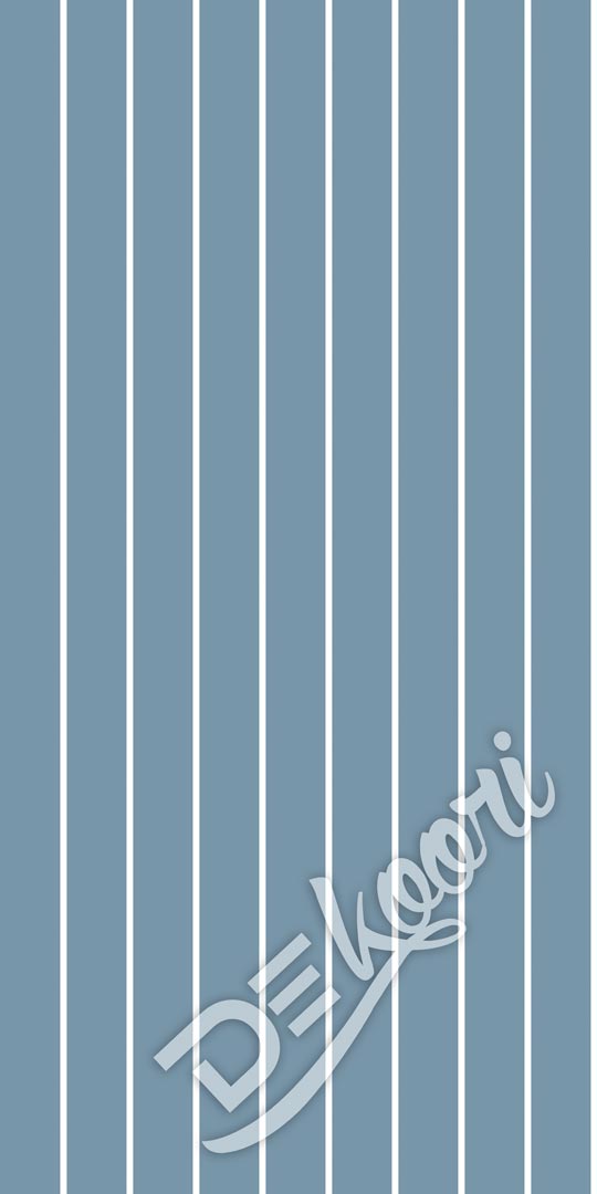 Skandynawska tapeta w białe pasy pionowe na niebieskim tle - Dekoori zdjęcie 3