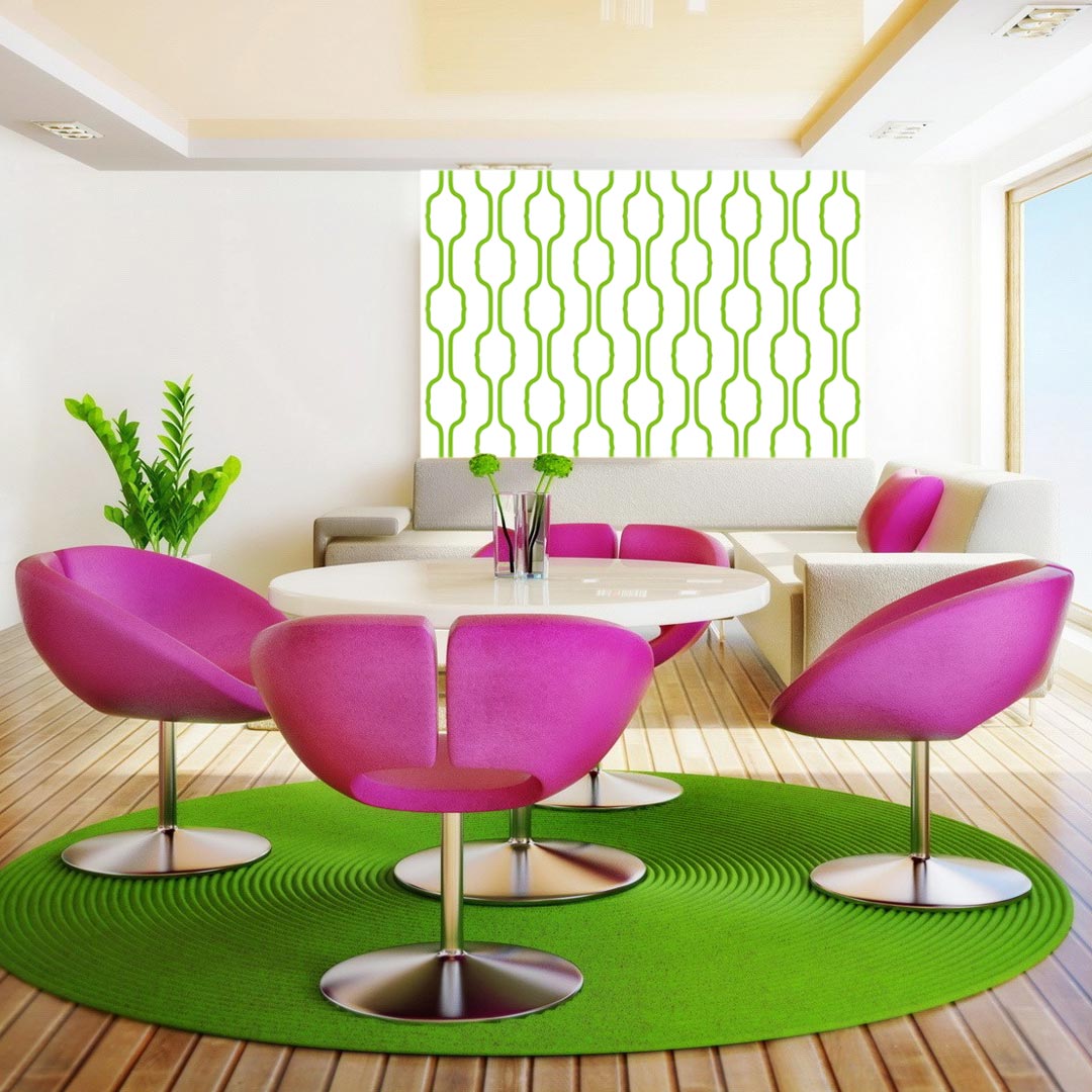 Biało-zielona tapeta w pionowy wzór dekoracyjny - Dekoori zdjęcie 2