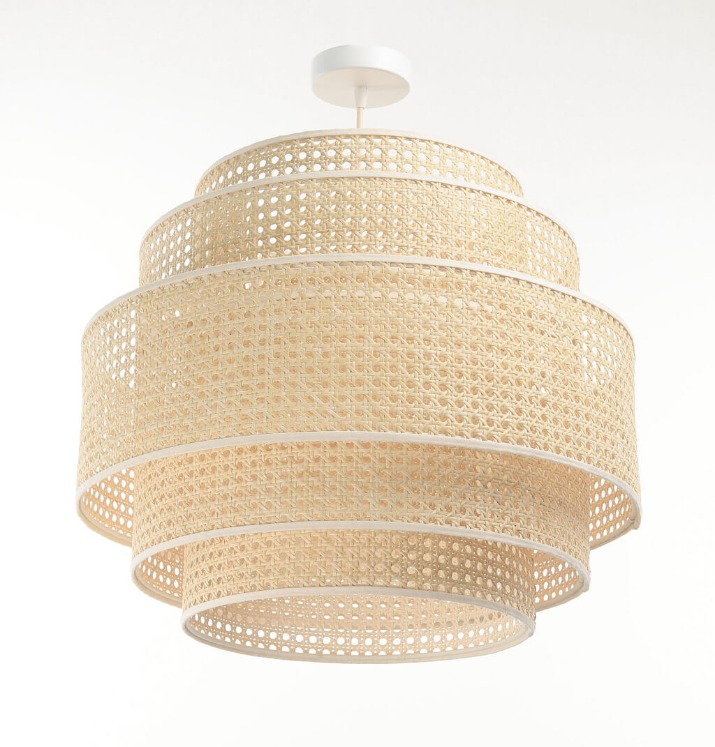 Naturalna, boho lampa wisząca z fantazyjnym abażurem z włókien palmy rotangowej, ROTANG - BPS Koncept zdjęcie 3