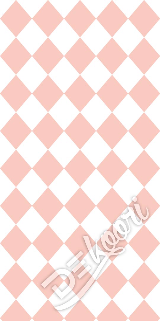 Biało-różowa tapeta w romby kolor łososiowy - Dekoori zdjęcie 3