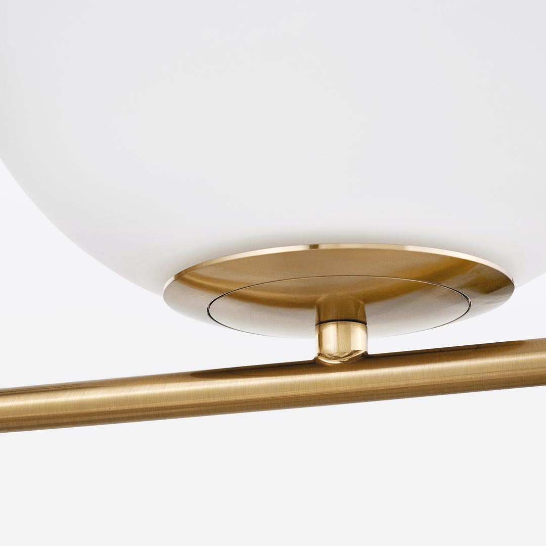 Designerski mosiężny kinkiet SORENTO D20, elegancki biały szklany klosz kula - Lumina Deco zdjęcie 4