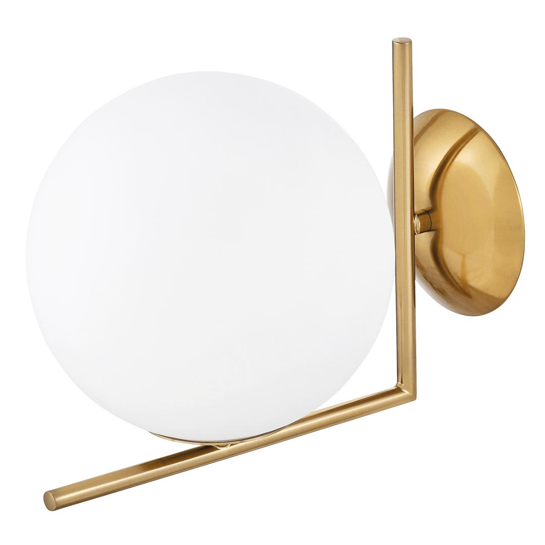 Designerski mosiężny kinkiet SORENTO D20, elegancki biały szklany klosz kula - Lumina Deco zdjęcie 2