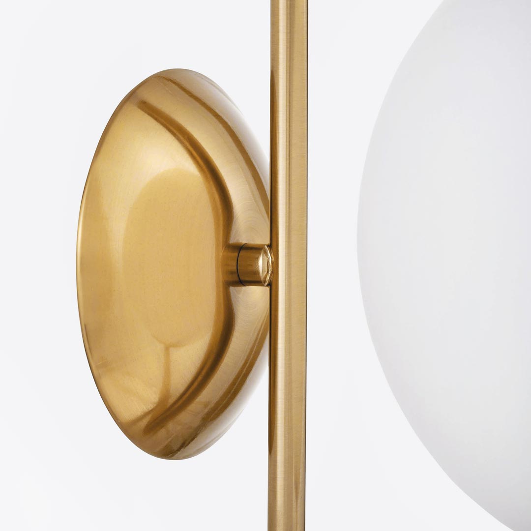 Designerski mosiężny kinkiet SORENTO D20, elegancki biały szklany klosz kula - Lumina Deco zdjęcie 3