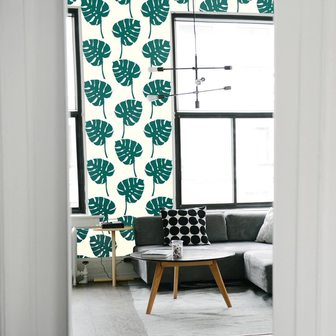 Tapeta w liście MONSTERA zielone - Dekoori zdjęcie 2