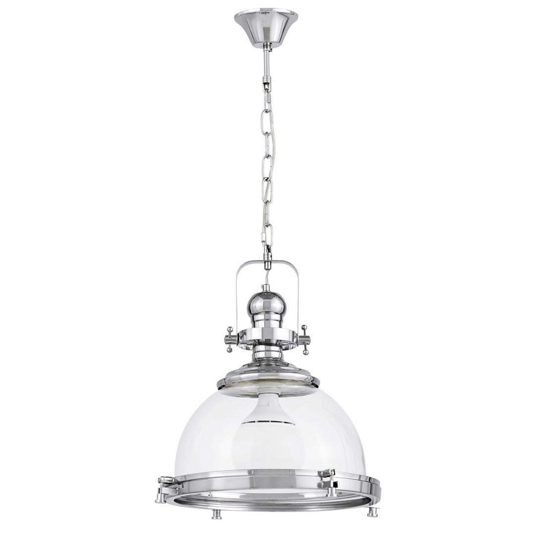 Lampa wisząca industrialna loft FALCO chrom przemysłowa szklana - Lumina Deco zdjęcie 3