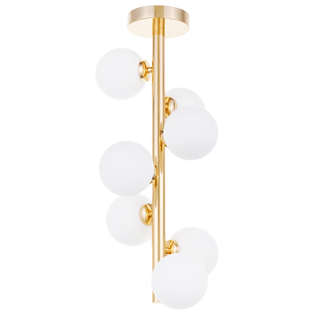 Złota lampa sufitowa z okrągłymi kloszami, białe kule w stylu glamour PETRICA W7 - Lumina Deco zdjęcie 1