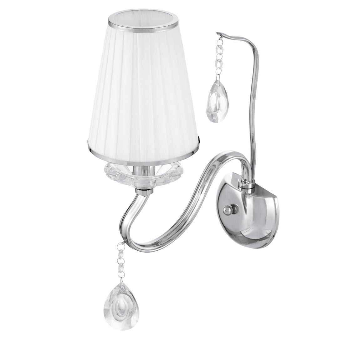 Kinkiet z kryształkami FINEZZIA W1 biały abażur srebrna lampa ścienna - Lumina Deco zdjęcie 2