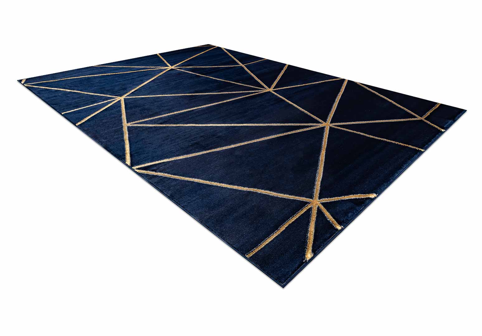Granatowy, geometryczny dywan ze złotą nitką w etniczny wzór, elegancki Ethno Fusion - Carpetforyou zdjęcie 2