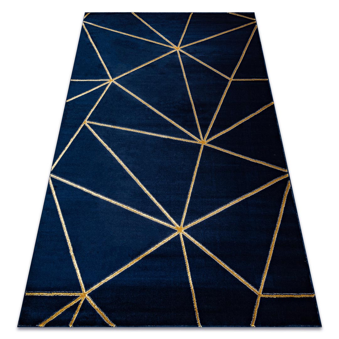 Granatowy, geometryczny dywan ze złotą nitką w etniczny wzór, elegancki Ethno Fusion - Carpetforyou zdjęcie 4