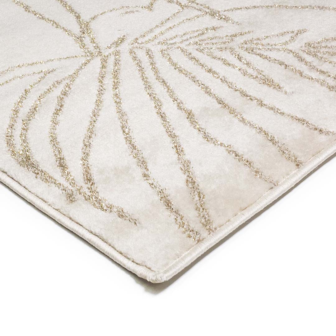 Elegancki, minimalistyczny kremowo-beżowy dywan w liście Luxury Leaves - Carpetforyou zdjęcie 2