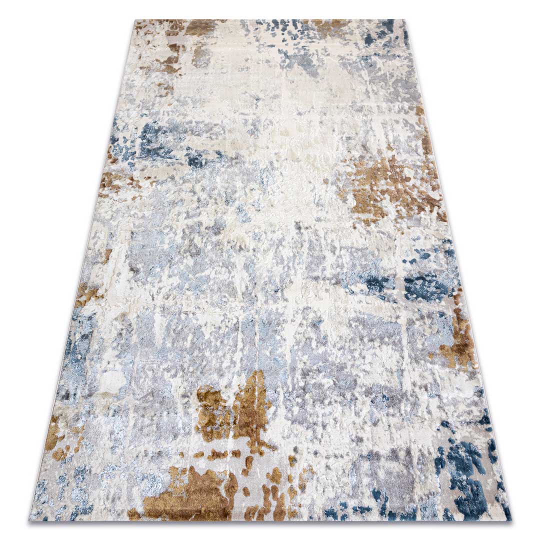 Dekoracyjny, szary dywan do sypialni w niebiesko-miedziany wytarty wzór Watercolor - Carpetforyou zdjęcie 4