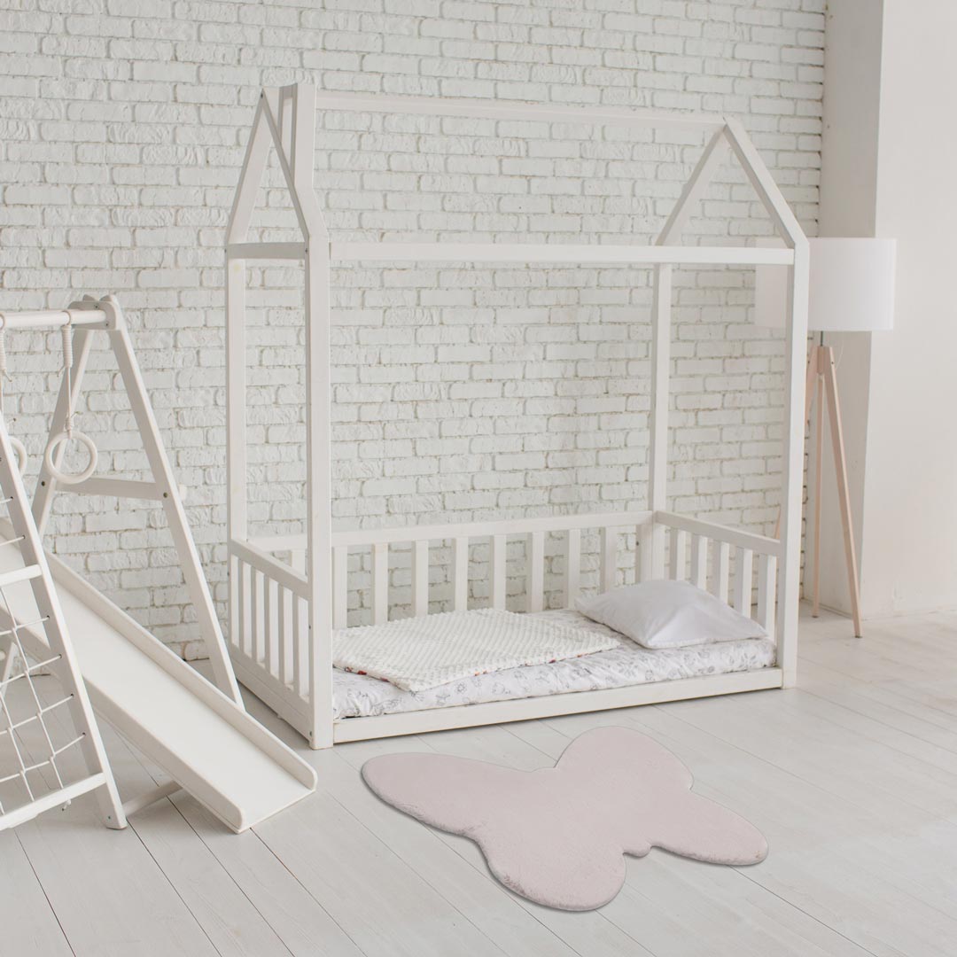 Jasny dywan do pokoju dziecięcego w kolorowe motyle i kwiaty Butterfly - Carpetforyou zdjęcie 2