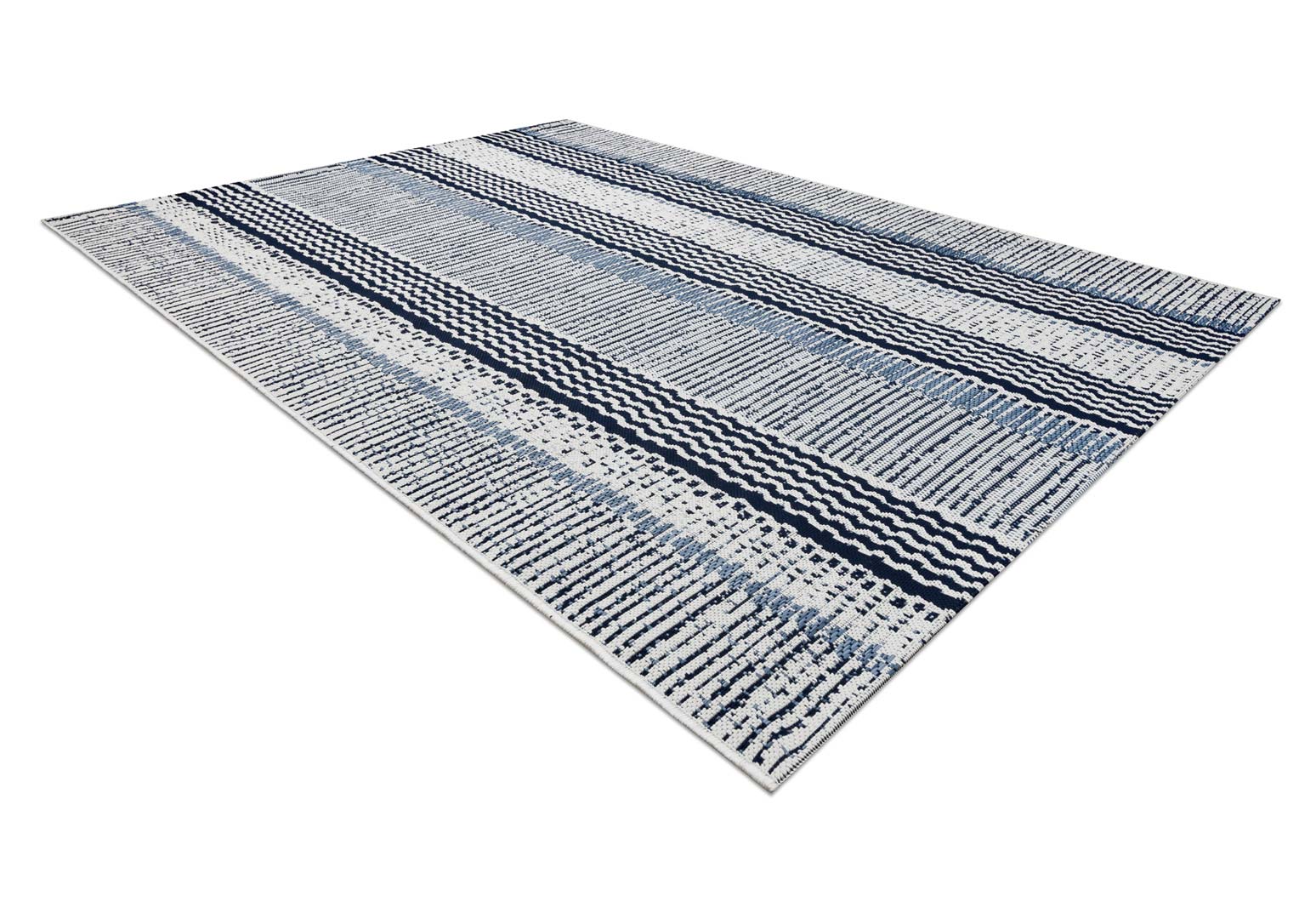 Skandynawski dywan do salonu w beżowe, niebieskie, żółte, zielone, brązowe i kremowe paski Colour Stripes - Carpetforyou zdjęcie 4