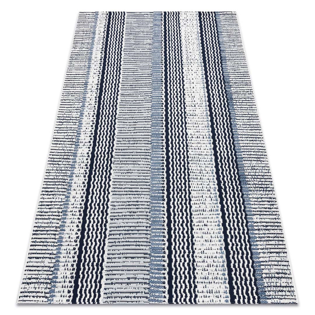 Skandynawski dywan do salonu w beżowe, niebieskie, żółte, zielone, brązowe i kremowe paski Colour Stripes - Carpetforyou zdjęcie 3