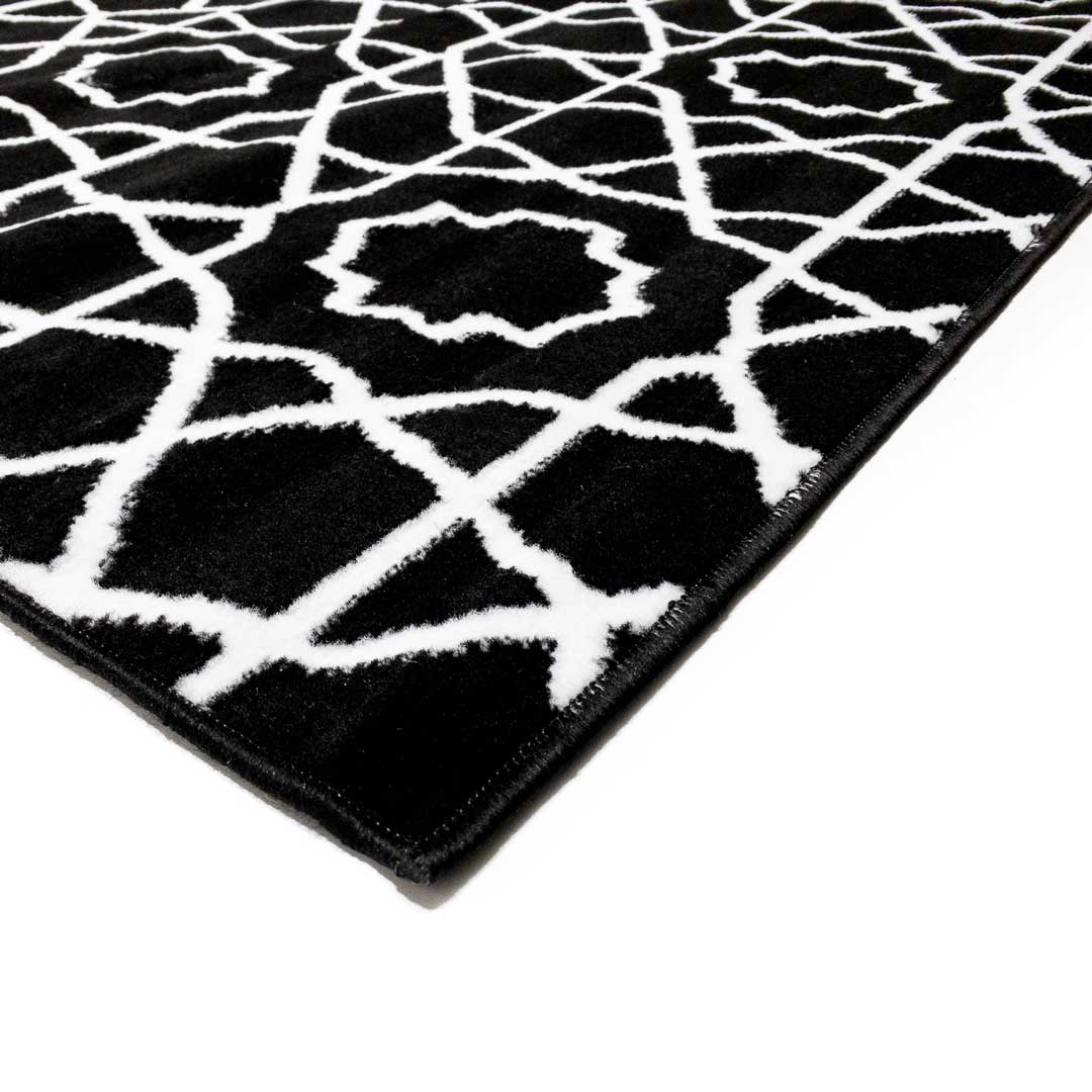 Designerski, czarny dywan do salonu w biały, fantazyjny wzór, geometryczny obrys Almas 42 - Carpetforyou zdjęcie 3