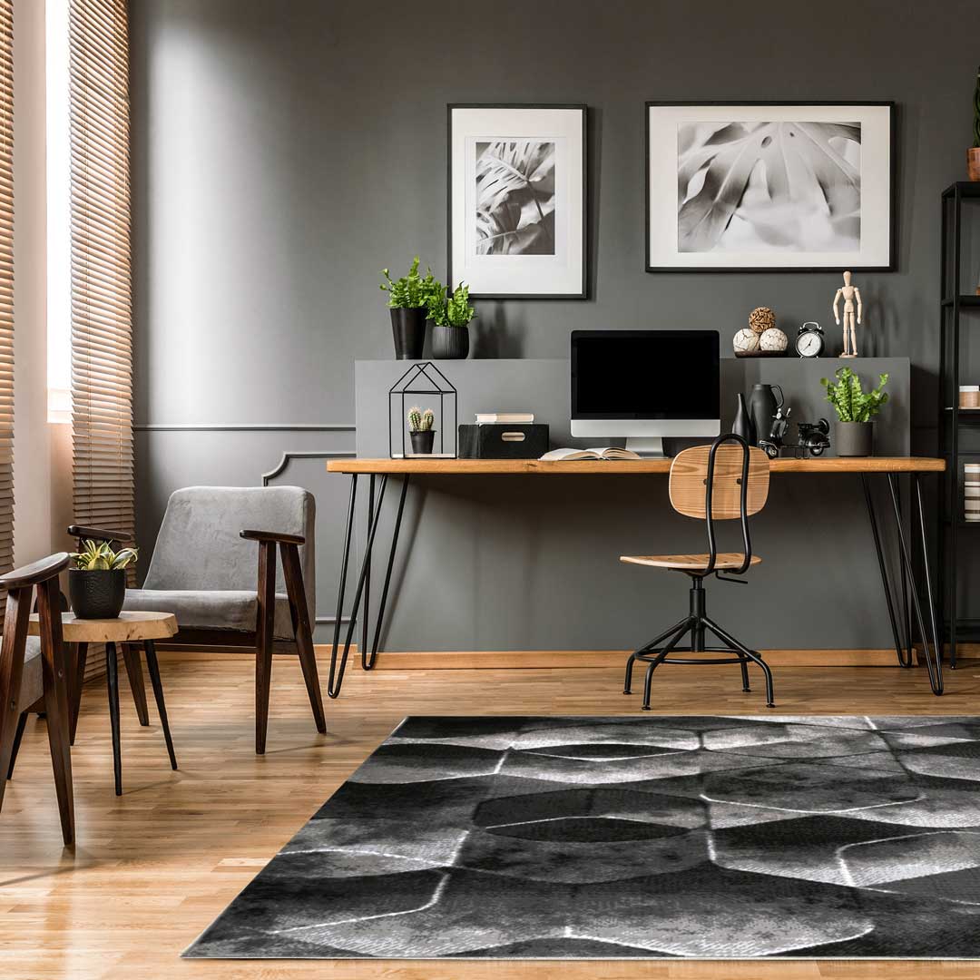 Modny dywan do salonu w sześciany w odcieniach czerni, bieli i szarości Almas 31 - Carpetforyou zdjęcie 2
