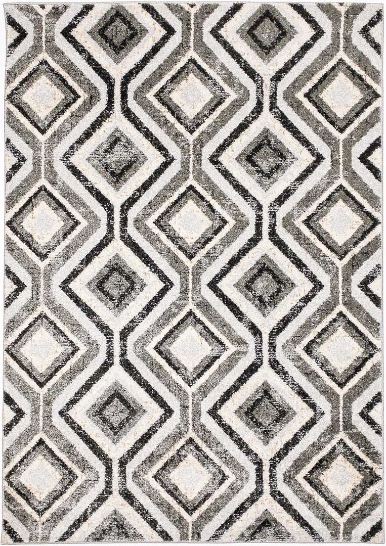 Kremowo-brązowo-szary dywan w geometryczne romby, kwadraty do salonu Crystal Grey - Carpetforyou zdjęcie 1