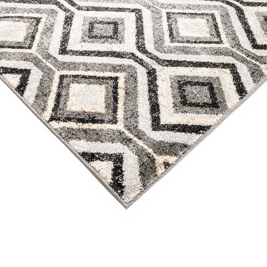 Kremowo-brązowo-szary dywan w geometryczne romby, kwadraty do salonu Crystal Grey - Carpetforyou zdjęcie 3