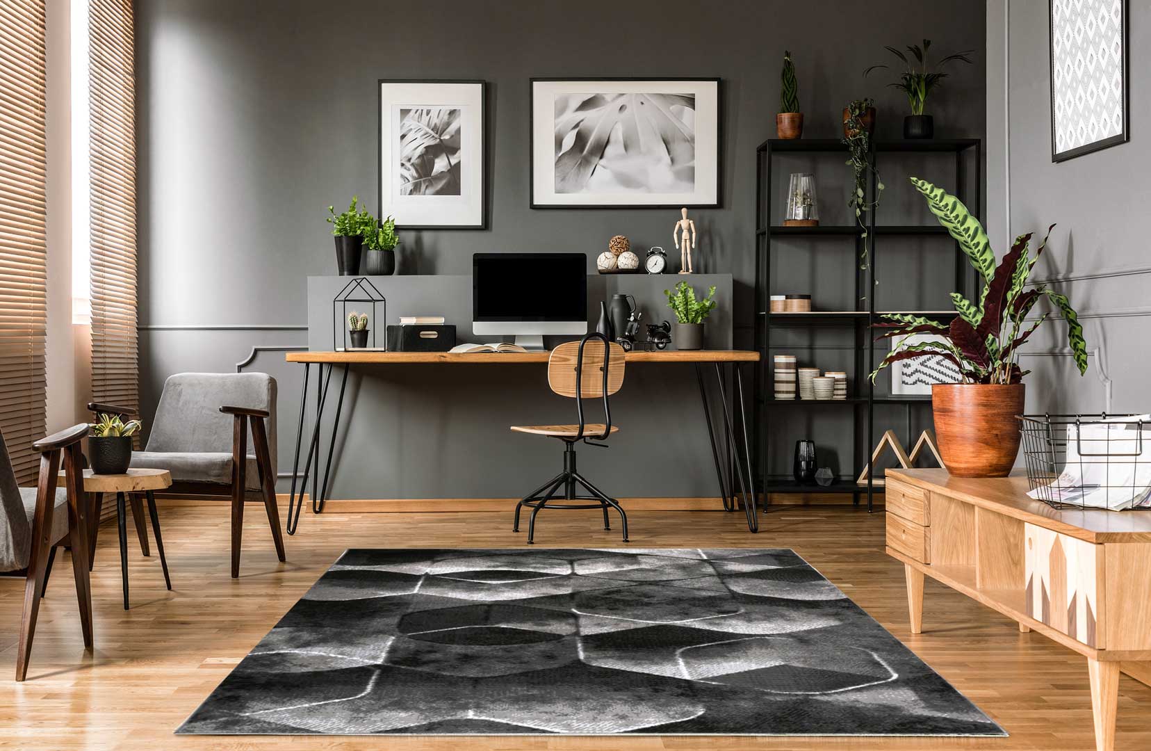 Modny dywan do salonu w sześciany w odcieniach czerni, bieli i szarości Almas 31 - Carpetforyou zdjęcie 4