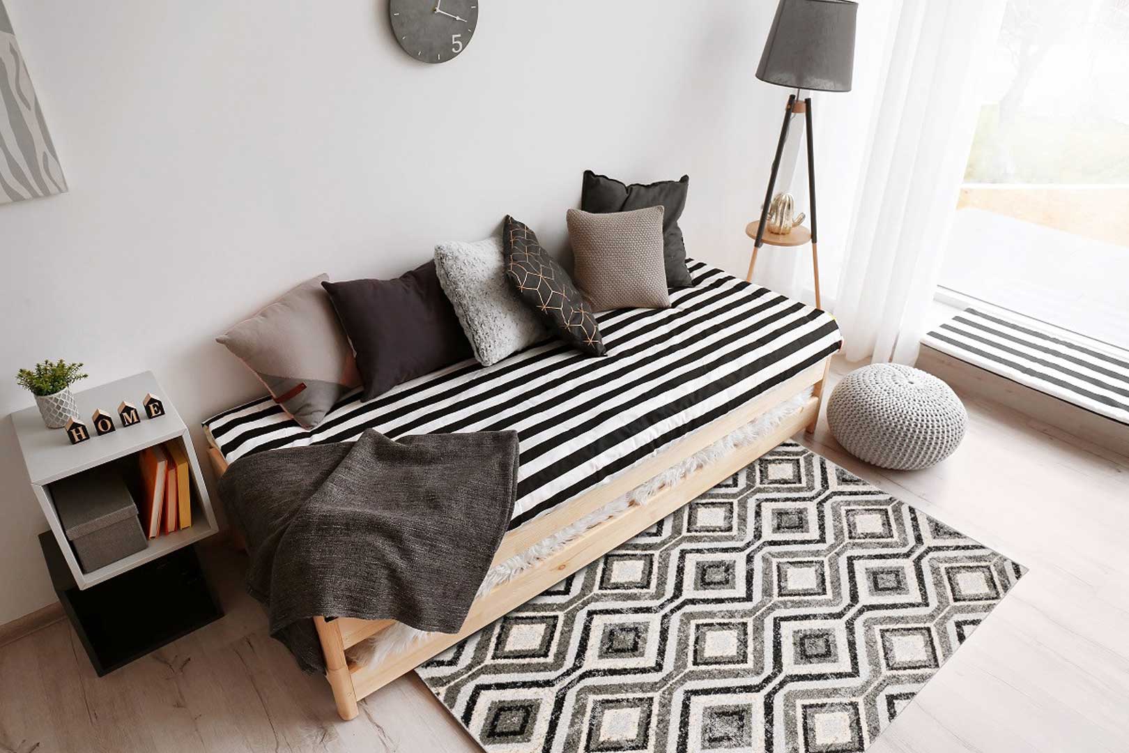 Kremowo-brązowo-szary dywan w geometryczne romby, kwadraty do salonu Crystal Grey - Carpetforyou zdjęcie 4