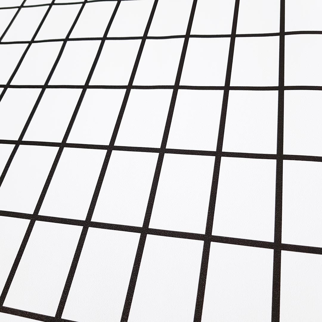 Biało-czarna tapeta ścienna w KRATKĘ prostokątną 4,5 x 7 cm - Dekoori zdjęcie 2