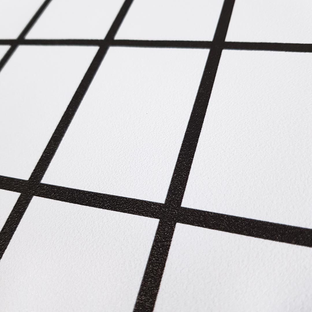 Biało-czarna tapeta ścienna w KRATKĘ prostokątną 4,5 x 7 cm - Dekoori zdjęcie 4