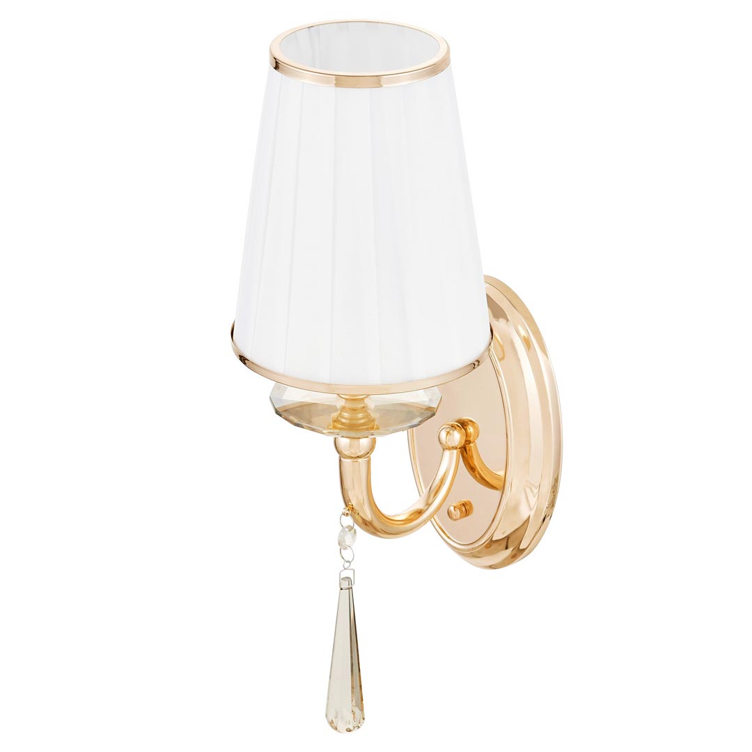 Złoty kinkiet pojedynczy FABIONE z kryształem lampa ścienna nowoczesna klasyczna - Lumina Deco zdjęcie 2