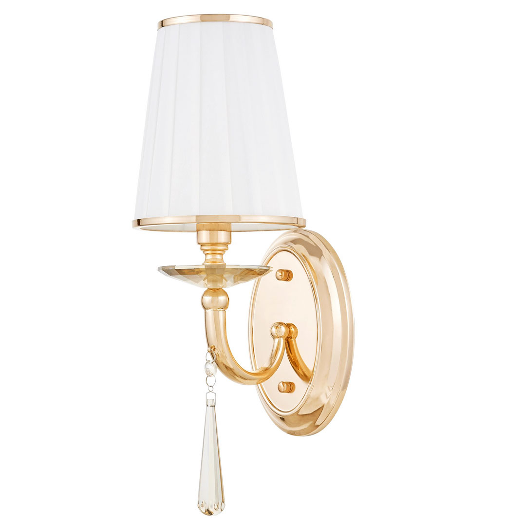 Złoty kinkiet pojedynczy FABIONE z kryształem lampa ścienna nowoczesna klasyczna - Lumina Deco zdjęcie 1