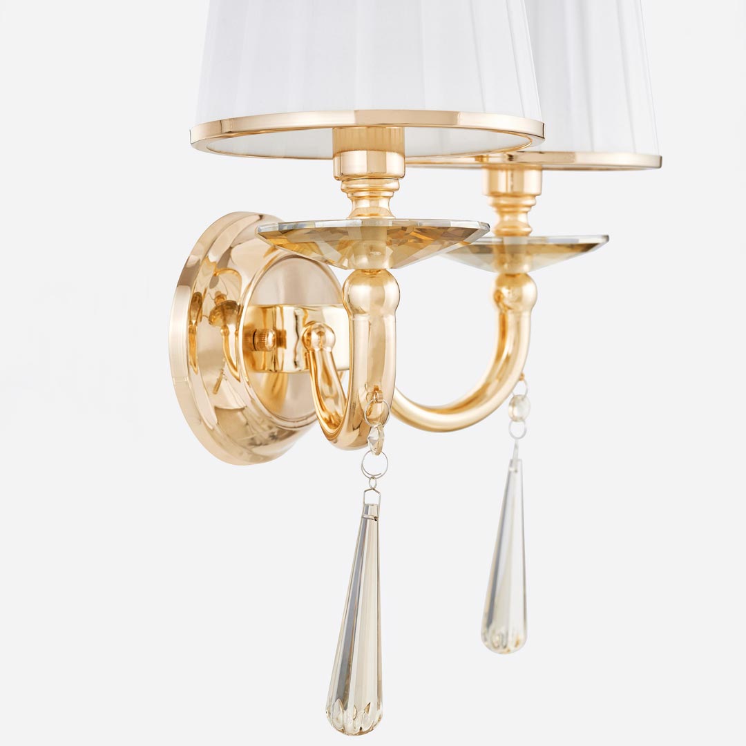 Złoty kinkiet podwójny FABIONE W2 lampa ścienna kryształowa - Lumina Deco zdjęcie 4
