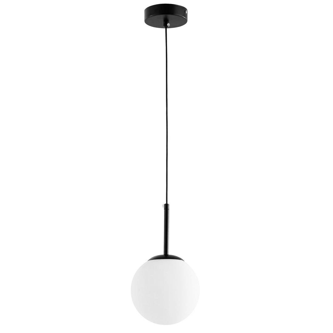 Czarna lampa wisząca z białym kloszem w kształcie kuli, nowoczesna FREDICA W1 - Lumina Deco zdjęcie 3