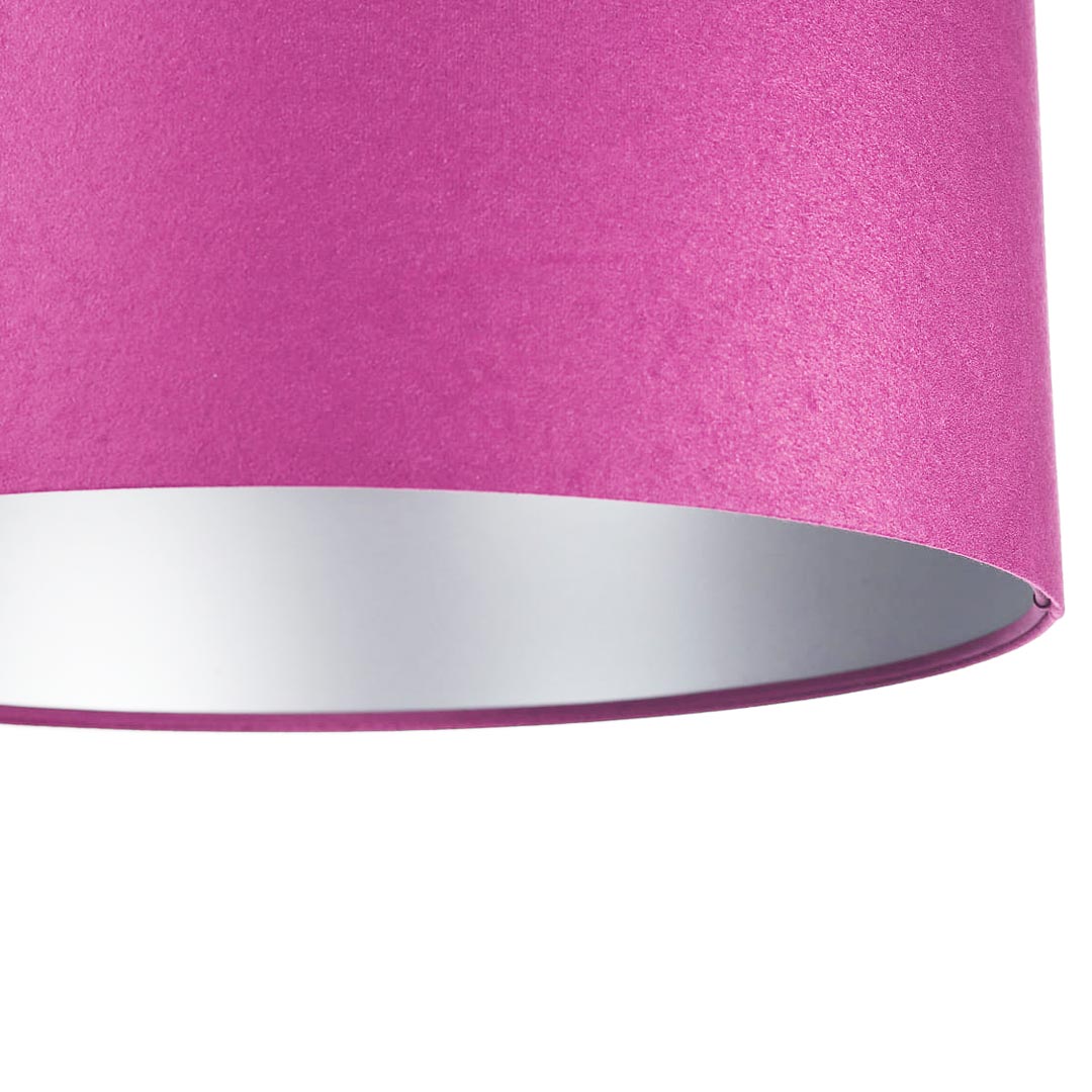 Purpurowa lampa wisząca z welurowym kloszem ze srebrnym wnętrzem w kształcie walca FUKSJA - BPS Koncept zdjęcie 4