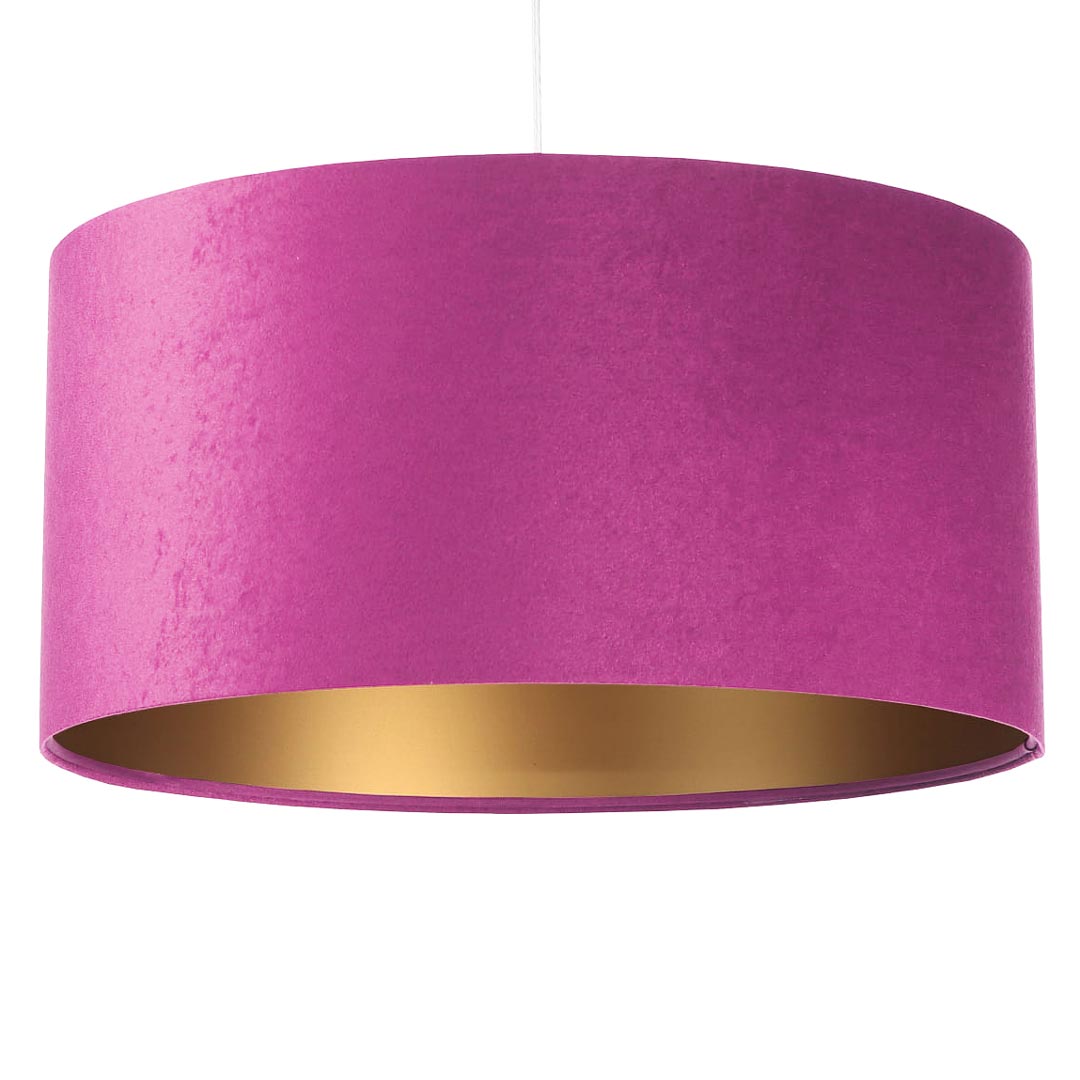 Purpurowa lampa wisząca, welurowa, z walcowym abażurem ze złotym wnętrzem FUKSJA - BPS Koncept zdjęcie 1