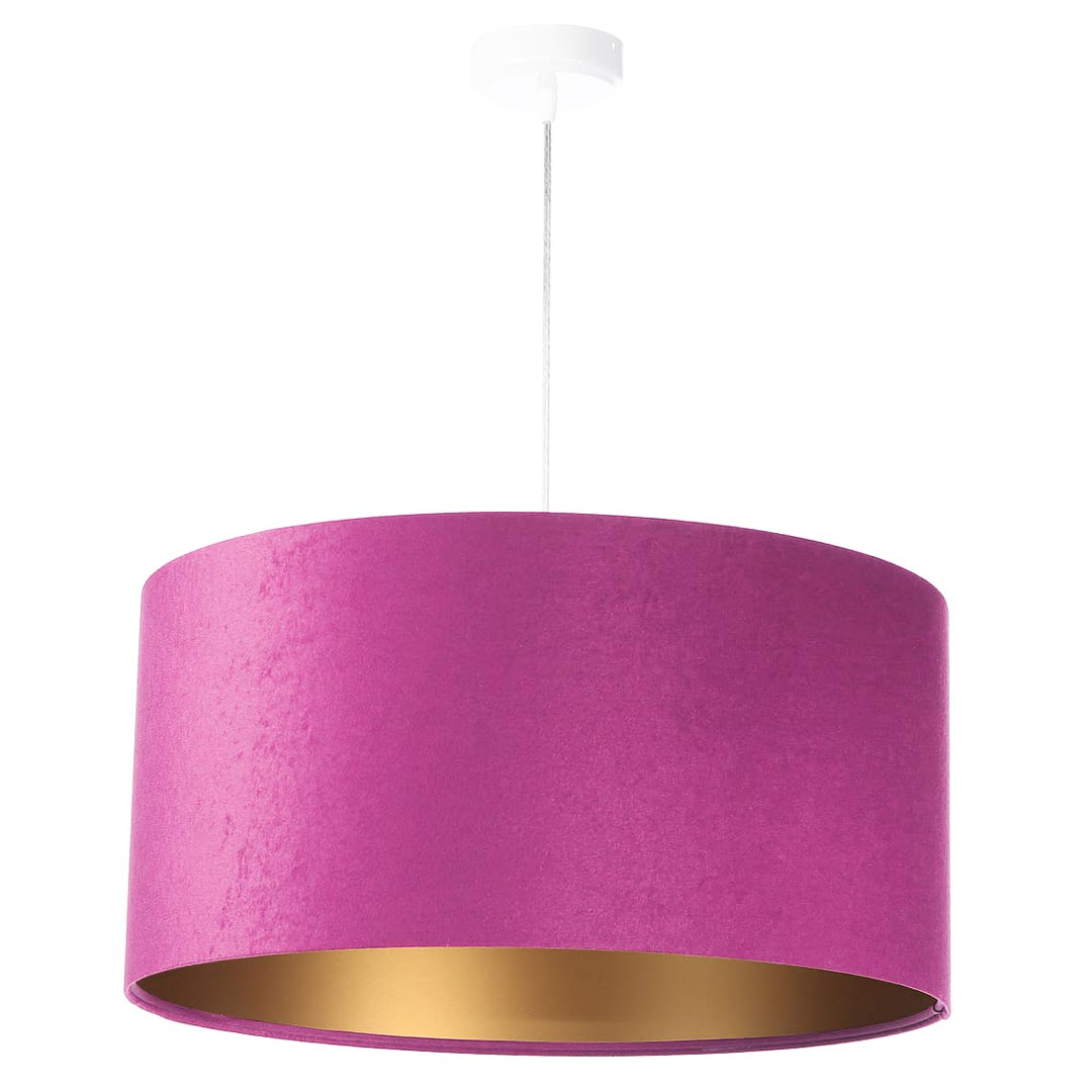 Purpurowa lampa wisząca, welurowa, z walcowym abażurem ze złotym wnętrzem FUKSJA - BPS Koncept zdjęcie 3