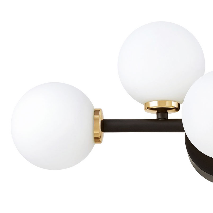 Czarno-złota lampa ścienna z białymi kloszami w kształcie kuli, nowoczesny kinkiet MARSIADA - Lumina Deco zdjęcie 4