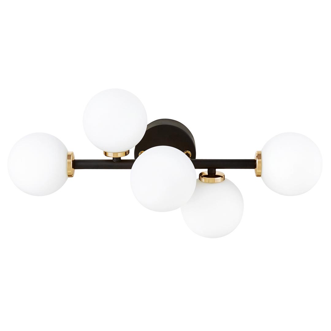 Czarno-złota lampa ścienna z białymi kloszami w kształcie kuli, nowoczesny kinkiet MARSIADA - Lumina Deco zdjęcie 3