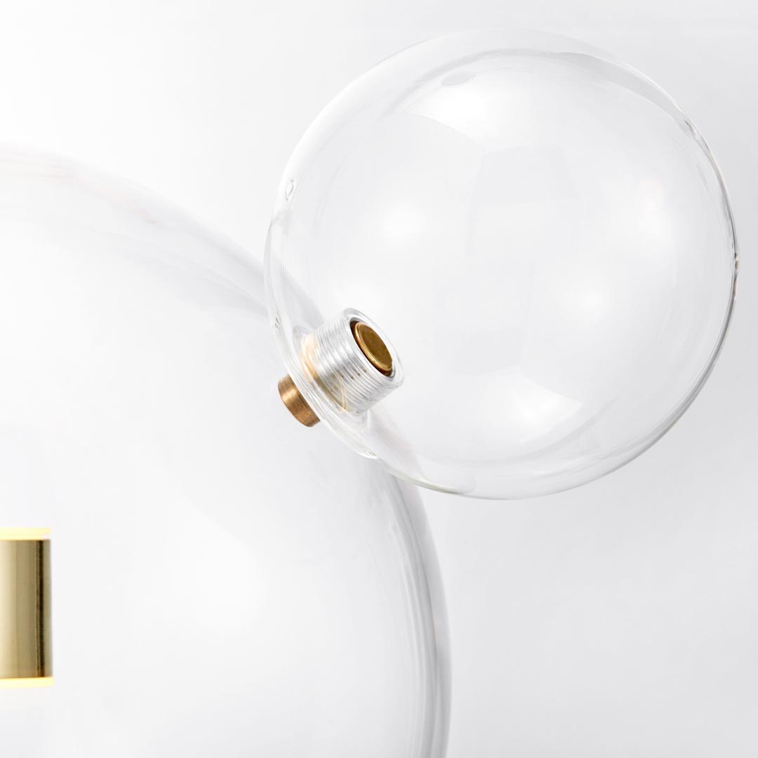 Nowoczesna, złota lampa wisząca ze szklanymi, przezroczystymi kloszami, bąble, bańki NERONI - Lumina Deco zdjęcie 4