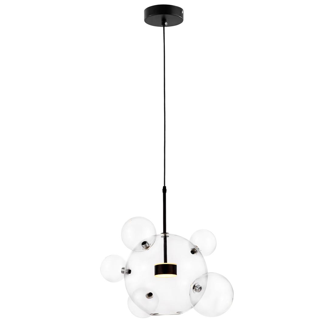 Elegancka, czarna lampa wisząca z kulistymi kloszami à la bąble, bańki NERONI - Lumina Deco zdjęcie 3