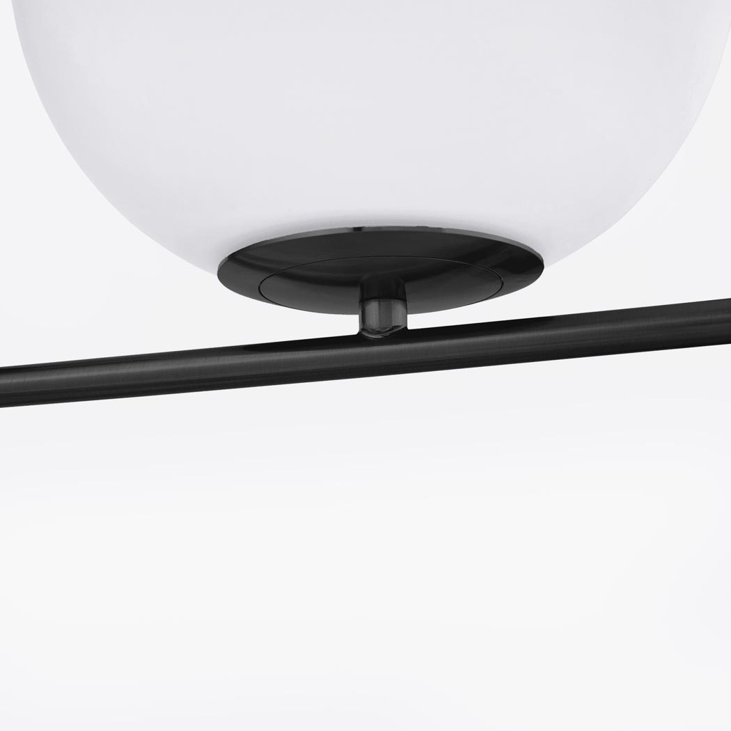 Czarna lampa ścienna SORENTO D20, designerski kinkiet, biały, szklany klosz - Lumina Deco zdjęcie 4