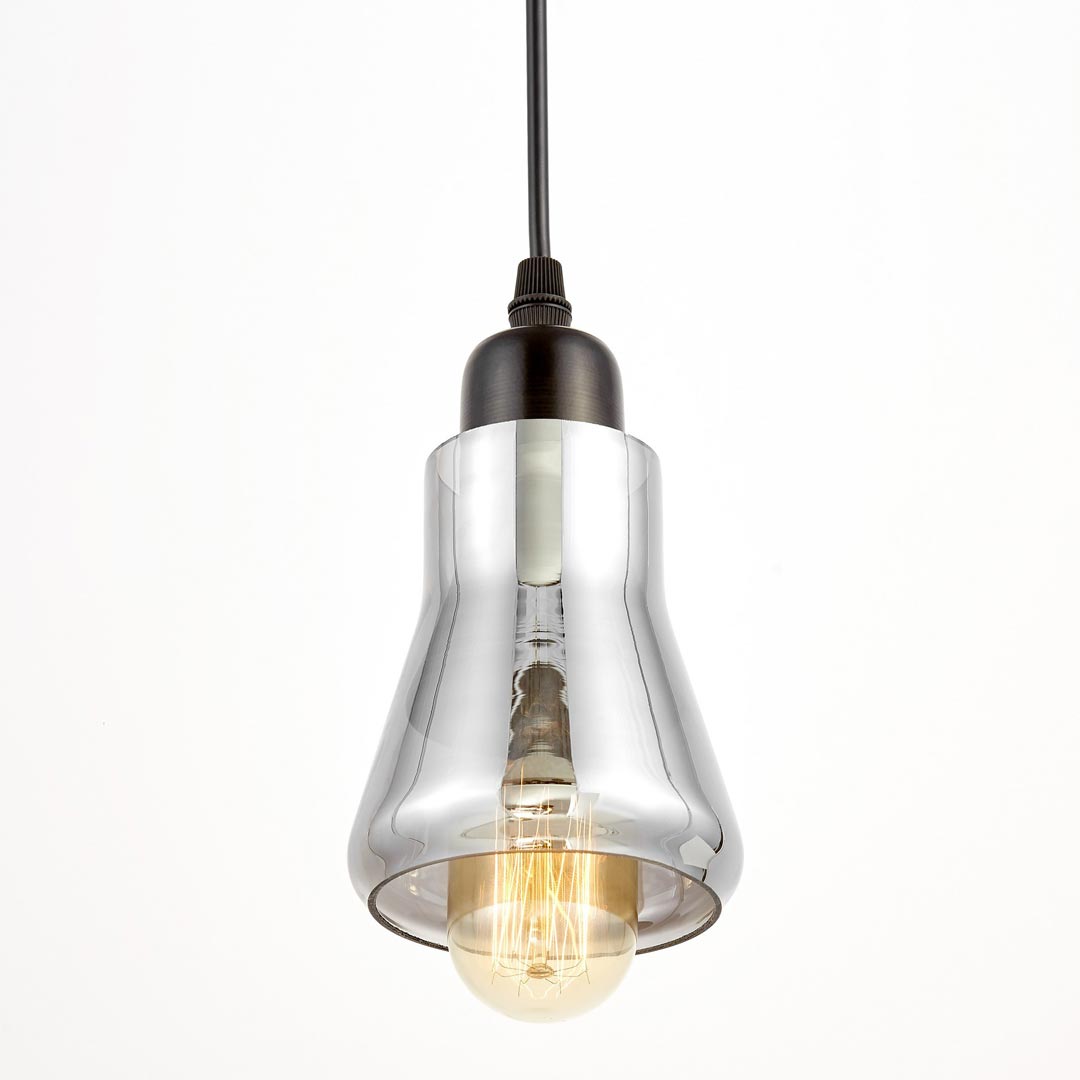 Dymiona lampa wisząca, szklana w czarnej oprawie, designerska BONIO - Lumina Deco zdjęcie 3