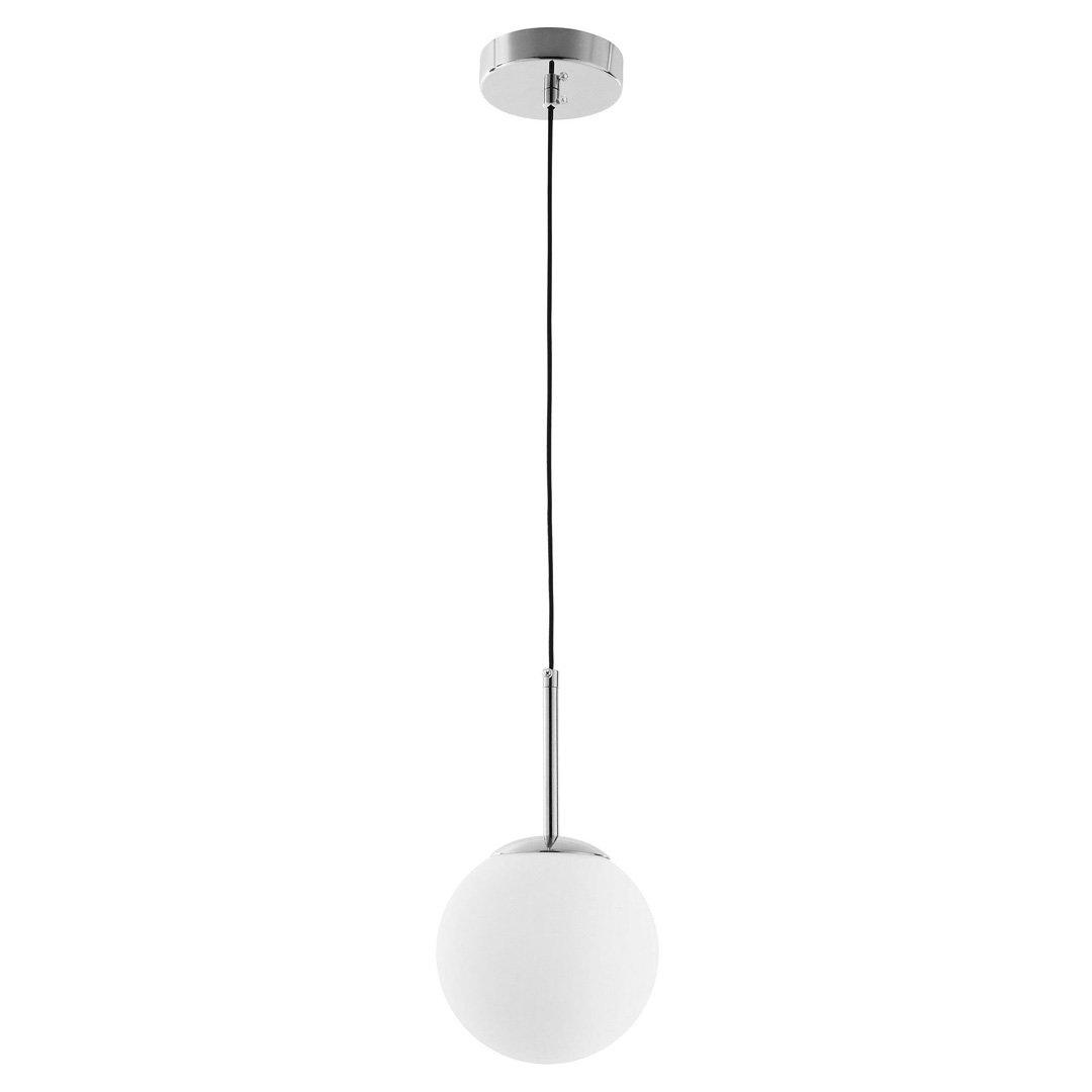 Chromowana lampa wisząca, biała, szklana kula, designerska FREDICA W1 - Lumina Deco zdjęcie 2