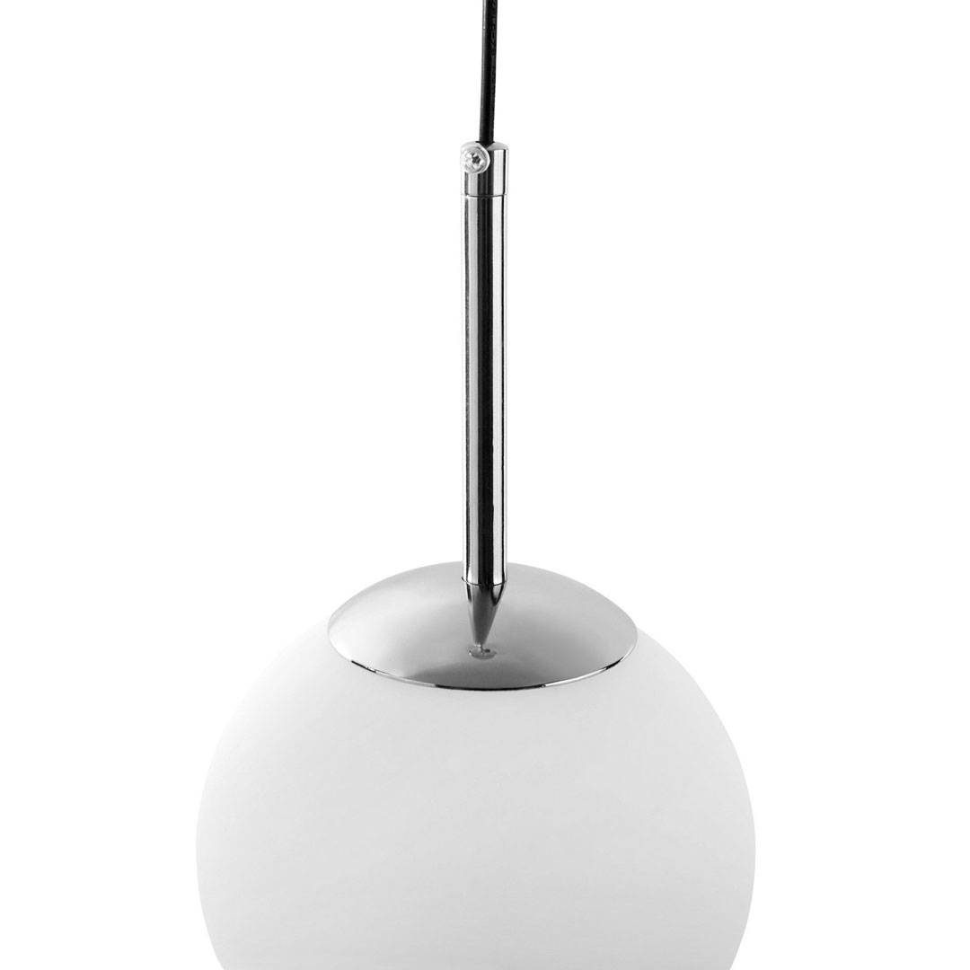 Chromowana lampa wisząca, biała, szklana kula, designerska FREDICA W1 - Lumina Deco zdjęcie 3